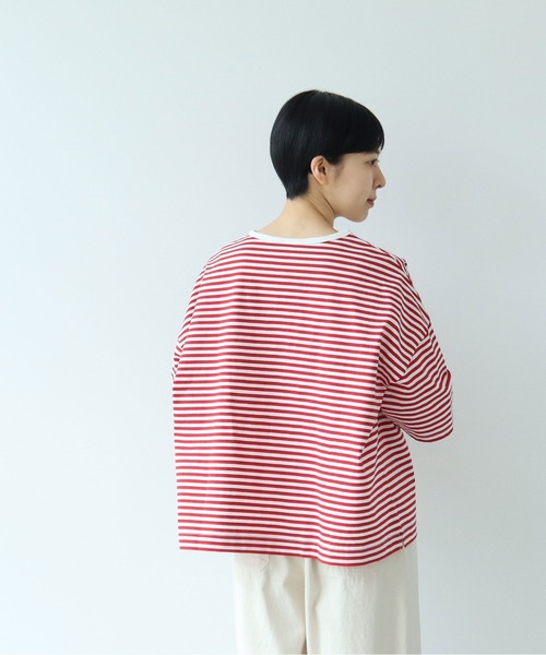 PAR ICI(パーリッシィ)の「ボーダー配色バインダー 5分袖BIG Tシャツ【BASIC COLOR】(Tシャツ/カットソー・レディース・ネイビー/レッド/ブルー・FREE)」の16枚目の写真