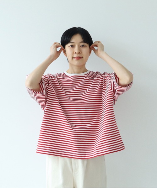 PAR ICI(パーリッシィ)の「ボーダー配色バインダー 5分袖BIG Tシャツ【BASIC COLOR】(Tシャツ/カットソー・レディース・ネイビー/レッド/ブルー・FREE)」の13枚目の写真