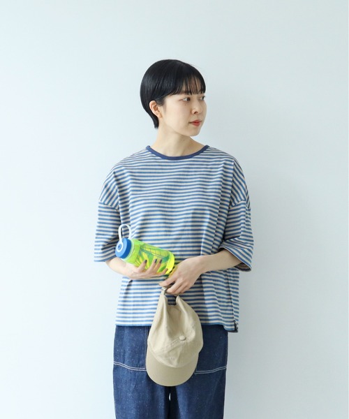 PAR ICI(パーリッシィ)の「ボーダー配色バインダー 5分袖BIG Tシャツ【BASIC COLOR】(Tシャツ/カットソー・レディース・ネイビー/レッド/ブルー・FREE)」の5枚目の写真