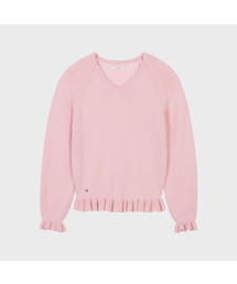 V-Neck Frill Knit (Light Pink)