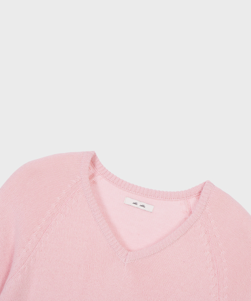 ALKI ALKA(アルキアルカ)の「V-Neck Frill Knit (Light Pink)(ニット/セーター・レディース・ライトピンク・FREE)」の5枚目の写真