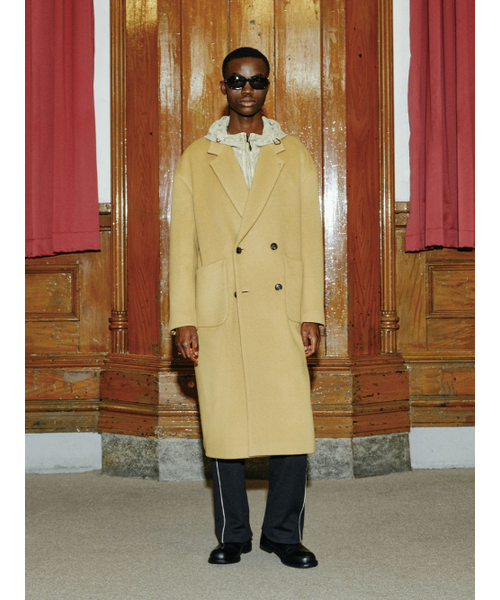 Relaxed double breasted coat (horn buttons) - camel