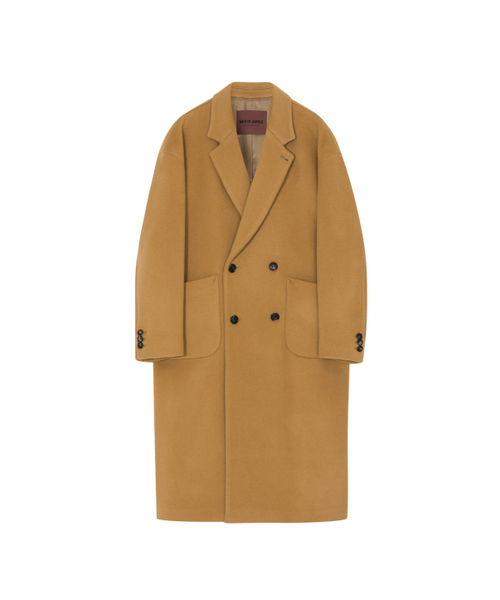 Relaxed double breasted coat (horn buttons) - camel