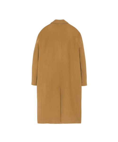 Relaxed double breasted coat (horn buttons) - camel