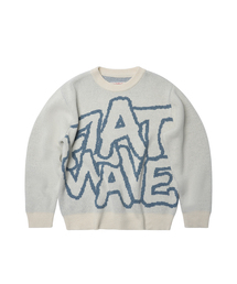 FLATWAVE IN SEOUL（フラットウェーブインソウル）の「Ryef Wool Lettering Round Knit Oat Beige（ニット/セーター）」