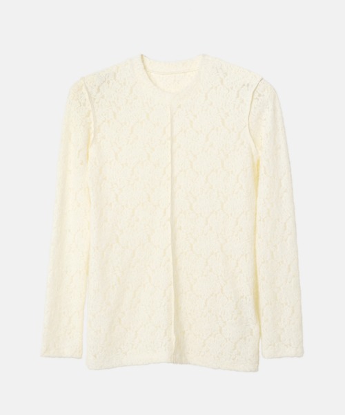 LE CIEL BLEU（ルシェルブルー）の「ラウンドネックストレッチレーストップ / Round Neck Stretch Lace Top（Tシャツ/カットソー・レディース・ホワイト/ブラック・36）」の8枚目の写真