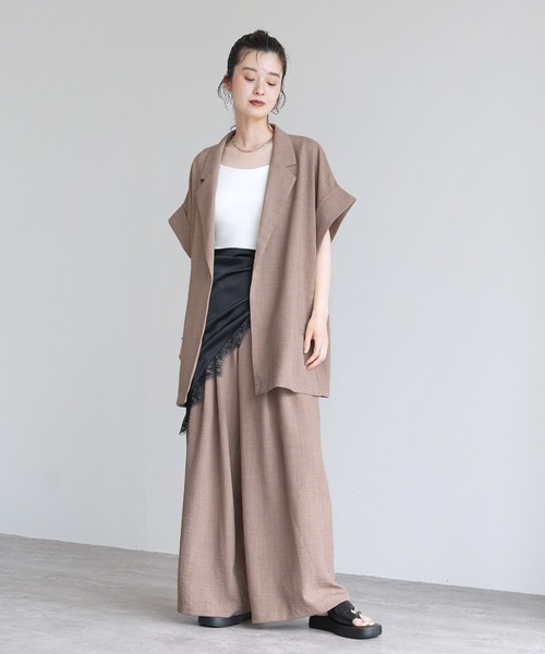 Yeoun(ヨウン)の「リネンライクワイドパンツ【セットアップ対応】(その他パンツ・レディース・ベージュ/アイボリー/ブラック・FREE)」の14枚目の写真