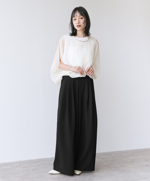 Yeoun(ヨウン)の「リネンライクワイドパンツ【セットアップ対応】(その他パンツ・レディース・ベージュ/アイボリー/ブラック・FREE)」の21枚目の写真