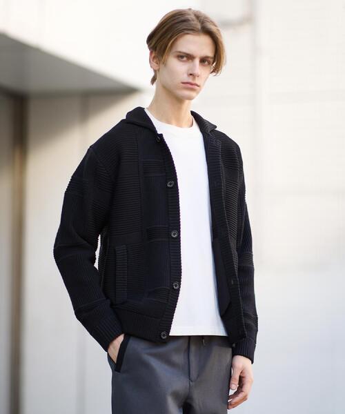 TAKEO KIKUCHI(タケオキクチ)の「畦編みチェック ニットカーディガン(カーディガン/ボレロ・メンズ・ライトグレー/ブラック・02/03/04)」の3枚目の写真