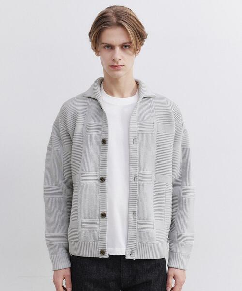 TAKEO KIKUCHI(タケオキクチ)の「畦編みチェック ニットカーディガン(カーディガン/ボレロ・メンズ・ライトグレー/ブラック・02/03/04)」の16枚目の写真