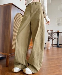 【大きいサイズ有/バックゴム有】きれいめタックインカーブシルエットワイドパンツ レディース