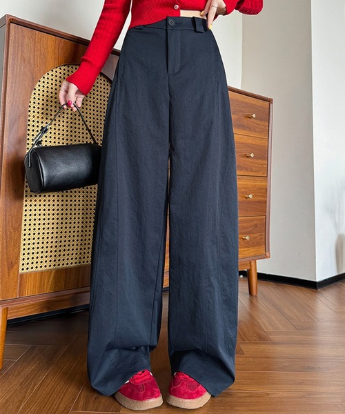 DAY CLOSET(デイ クローゼット)の「【大きいサイズ有/バックゴム有】きれいめタックインカーブシルエットワイドパンツ レディース(その他パンツ・レディース・ベージュ系その他/ホワイト/ネイビー・S/XL/M/L)」の7枚目の写真