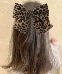 MAISON SELECT（メゾンセレクト）の「12D18-KR レオパード柄リボン ヘアバレッタ ヒョウ柄（バレッタ/ヘアクリップ）」