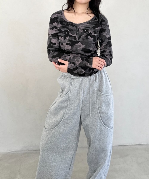 Bamm(バム)の「ダブルポケットワイドスウェットパンツ(スウェットパンツ・レディース・グレー/ブラック・FREE)」の13枚目の写真
