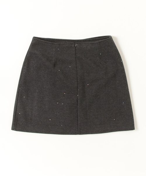 gossip!ロサンゼルス(ゴシップロサンゼルス)の「キラキラアクセントウールライク タックラップデザイン ハイウエストAライン ミニスカート(スカート・レディース・グレー/ブラック・M/S)」の3枚目の写真