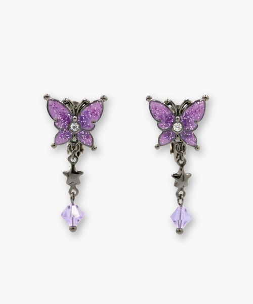 ANNA SUI（アナスイ）の「蝶モチーフ イヤリング（イヤリング・レディース・ピンク/パープル・ONE SIZE）」の2枚目の写真