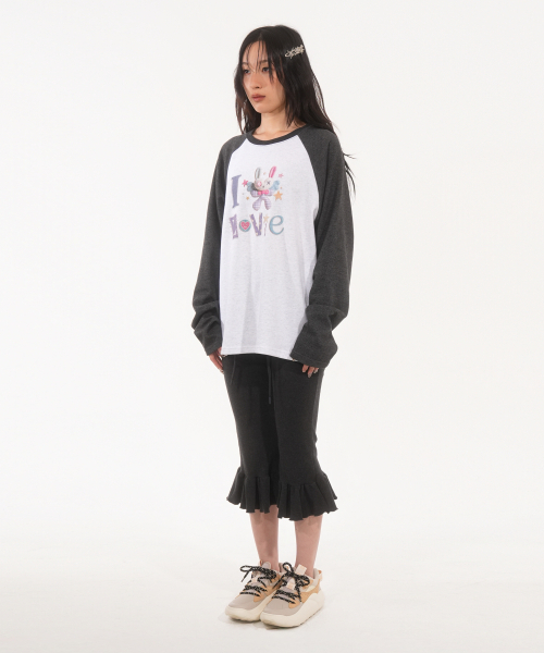 FANYOUNG(ファンヤング)の「アイラブラビ ラグランT ホワイトチャコール(Tシャツ/カットソー・レディース・その他・FREE)」の6枚目の写真