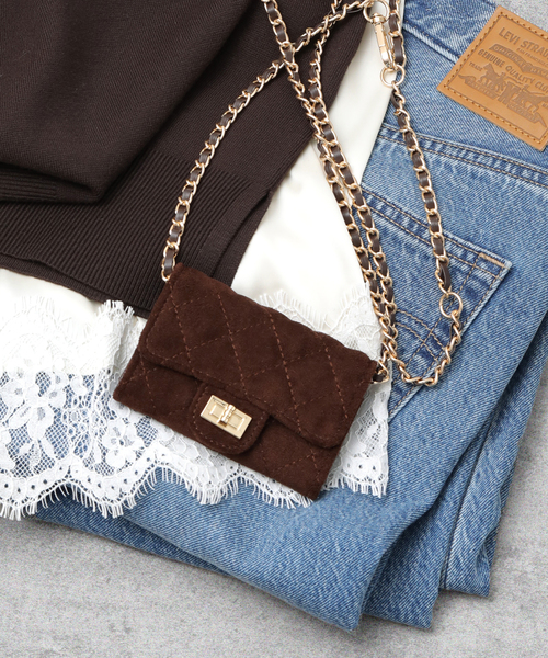 VELETTO（ベレット）の「【VELETTO/ヴェレット】キルティングチェーンミニバッグ（ショルダーバッグ・レディース・ブラウン・FREE）」の9枚目の写真