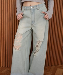 Mili affinity（ミリアフィニティー）の「レースダメージデニムパンツ（デニムパンツ）」