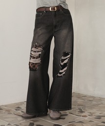 Mili affinity（ミリアフィニティー）の「レースダメージデニムパンツ（デニムパンツ）」