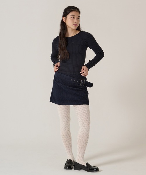 TINA:JOJUN(ティーナジョジュン)の「太ベルト付き コーデュロイ ミニスカート TINA:JOJUN(スカート・レディース・レッド/ネイビー・M/S)」の2枚目の写真