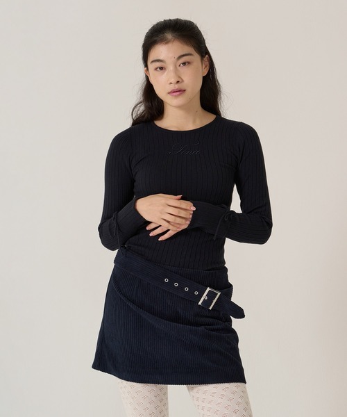 TINA:JOJUN(ティーナジョジュン)の「太ベルト付き コーデュロイ ミニスカート TINA:JOJUN(スカート・レディース・レッド/ネイビー・M/S)」の12枚目の写真