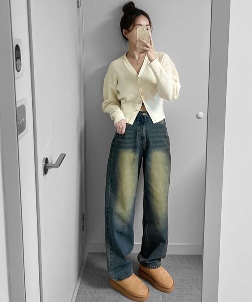 ACSHI(アクシ)の「ルーズウォッシュバルーンフィットワイドデニムパンツユニセックス(イエローブルー)(デニムパンツ・メンズ・その他・S/XL/XS/XXL/M/L)」の17枚目の写真