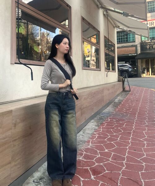 ACSHI(アクシ)の「ルーズウォッシュバルーンフィットワイドデニムパンツユニセックス(イエローブルー)(デニムパンツ・メンズ・その他・S/XL/XS/XXL/M/L)」の15枚目の写真