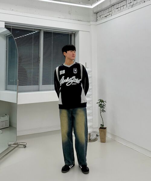 ACSHI(アクシ)の「ルーズウォッシュバルーンフィットワイドデニムパンツユニセックス(イエローブルー)(デニムパンツ・メンズ・その他・S/XL/XS/XXL/M/L)」の13枚目の写真