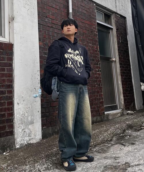 ACSHI(アクシ)の「ルーズウォッシュバルーンフィットワイドデニムパンツユニセックス(イエローブルー)(デニムパンツ・メンズ・その他・S/XL/XS/XXL/M/L)」の8枚目の写真