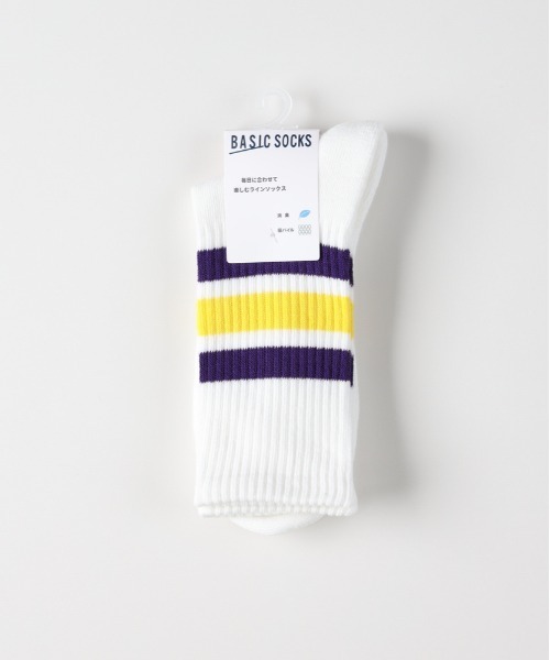 Right-on（ライトオン）の「【BASIC SOCKS】ラインリブ ハイクウォーターソックス (クッション性 / 通気性 / 抗菌防臭)（ソックス/靴下・メンズ・ピンク/グリーン/パープル/イエロー/オレンジ・フリー）」の3枚目の写真