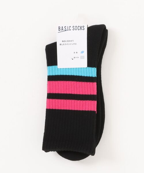 Right-on（ライトオン）の「【BASIC SOCKS】ラインリブ ハイクウォーターソックス (クッション性 / 通気性 / 抗菌防臭)（ソックス/靴下・メンズ・ピンク/グリーン/パープル/イエロー/オレンジ・フリー）」の6枚目の写真