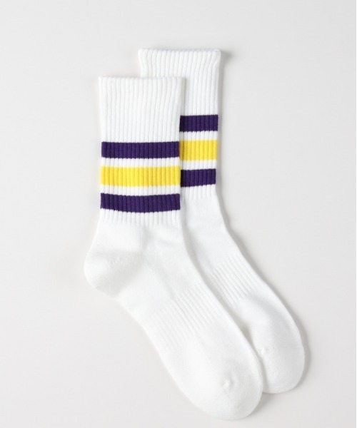 Right-on（ライトオン）の「【BASIC SOCKS】ラインリブ ハイクウォーターソックス (クッション性 / 通気性 / 抗菌防臭)（ソックス/靴下・メンズ・ピンク/グリーン/パープル/イエロー/オレンジ・フリー）」の15枚目の写真