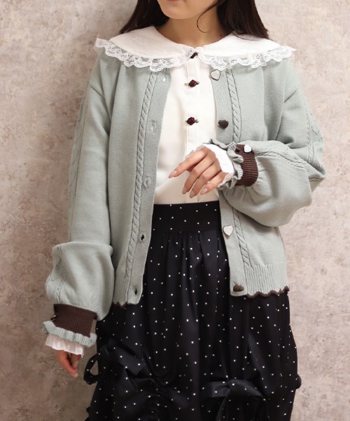 axes femme（アクシーズファム）の「ハート釦バイカラーニット