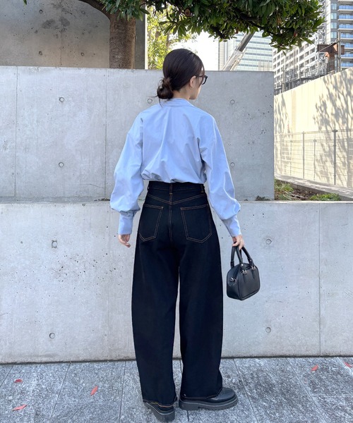 ISOOK(アイスー)の「【ISOOK / アイスー】2wayボウタイブラウス / リボンタイ シャツ スタンドカラー 2通り 前後2way マルチウェイ 長袖 白シャツ 青シャツ ホワイト ブルー(シャツ/ブラウス・レディース・ホワイト/ブルー・FREE)」の12枚目の写真