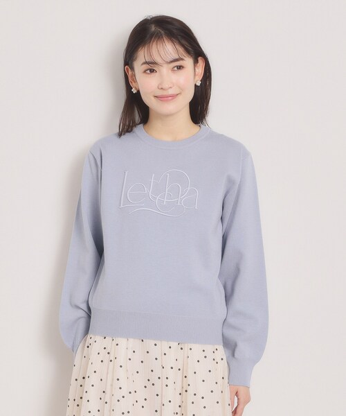 ITS'DEMO(イッツデモ)の「【手洗い可】ロゴ刺繍ニット(ニット/セーター・レディース・ネイビー/オフホワイト/サックスブルー・00)」の16枚目の写真