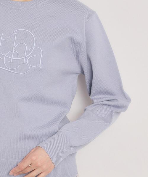 ITS'DEMO(イッツデモ)の「【手洗い可】ロゴ刺繍ニット(ニット/セーター・レディース・ネイビー/オフホワイト/サックスブルー・00)」の20枚目の写真