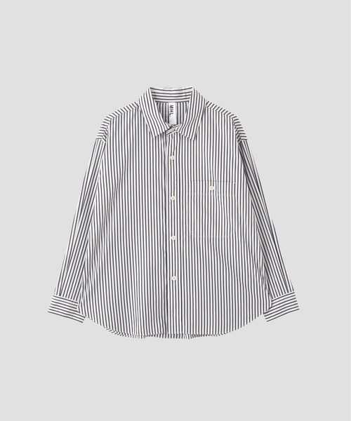 MHL.（エムエイチエル）の「VINTAGE COMPACT COTTON STRIPE（シャツ/ブラウス・メンズ・ブルー・SMALL/MEDIUM/LARGE）」の4枚目の写真