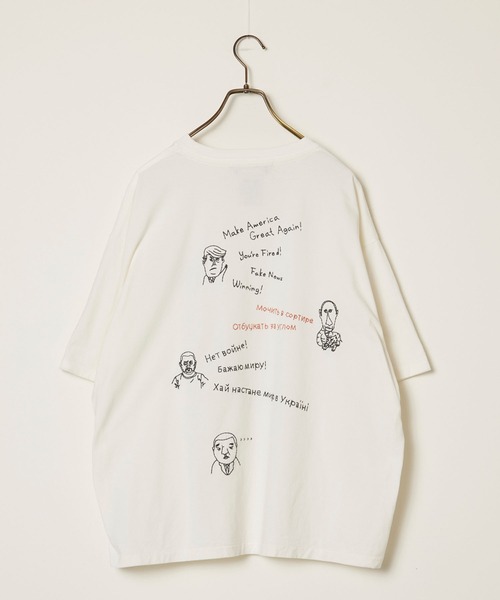 REMI RELIEF（レミレリーフ）の「REMI RELIEF/レミレリーフ SP加工25/-天竺T(刺繍：Make America Great Again！) ヴィンテージ Tシャツ  2026年春夏（Tシャツ/カットソー・メンズ・オフホワイト/ブラック・M/L/XL）」の4枚目の写真
