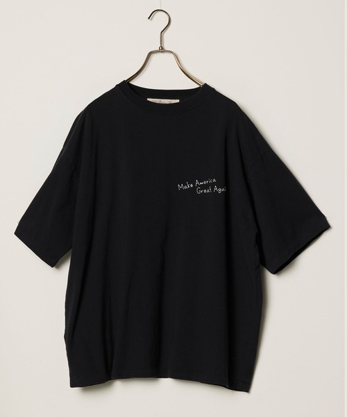 REMI RELIEF（レミレリーフ）の「REMI RELIEF/レミレリーフ SP加工25/-天竺T(刺繍：Make America Great Again！) ヴィンテージ Tシャツ  2026年春夏（Tシャツ/カットソー・メンズ・オフホワイト/ブラック・M/L/XL）」の6枚目の写真