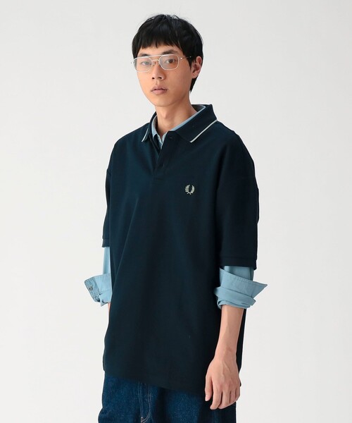 FRED PERRY ポロシャツ フレッド ペリー プリーツカラー  ネイビー FRED PERRY フレッドペリー The Fred Perry Shirt｜BORN FREE ONLINE SHOP