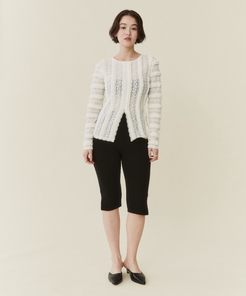 FUULLY STUDIO(フーリィーステューディオ)の「センターカットレーストップス(Tシャツ/カットソー・レディース・アイボリー/ブラック・FREE)」の17枚目の写真