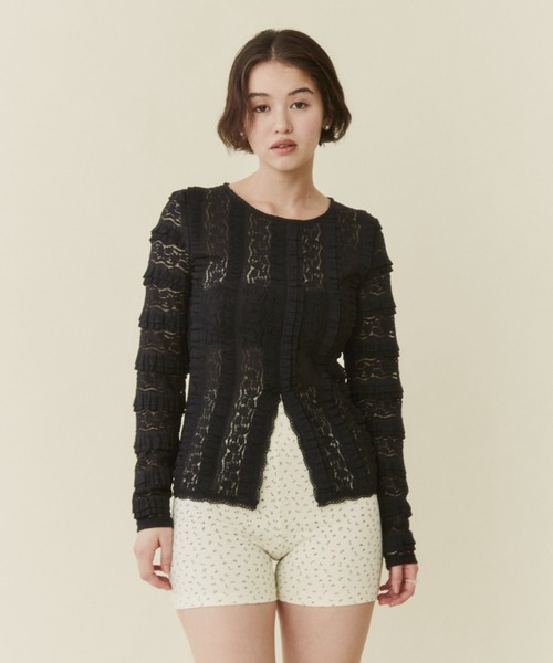 FUULLY STUDIO(フーリィーステューディオ)の「センターカットレーストップス(Tシャツ/カットソー・レディース・アイボリー/ブラック・FREE)」の18枚目の写真