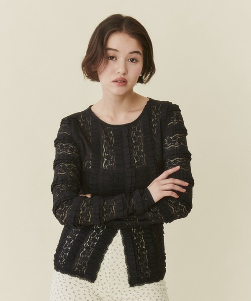 FUULLY STUDIO(フーリィーステューディオ)の「センターカットレーストップス(Tシャツ/カットソー・レディース・アイボリー/ブラック・FREE)」の20枚目の写真