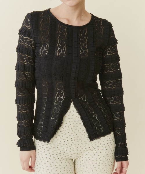 FUULLY STUDIO(フーリィーステューディオ)の「センターカットレーストップス(Tシャツ/カットソー・レディース・アイボリー/ブラック・FREE)」の21枚目の写真