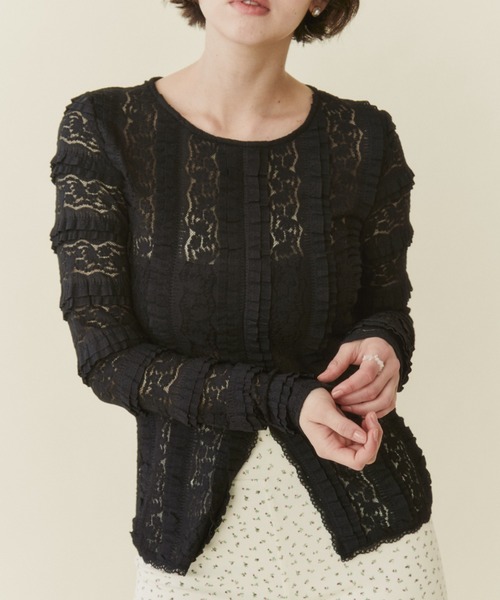 FUULLY STUDIO(フーリィーステューディオ)の「センターカットレーストップス(Tシャツ/カットソー・レディース・アイボリー/ブラック・FREE)」の22枚目の写真