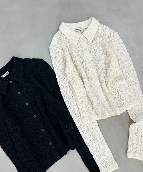 SOELA(ソエラ)の「【INGNI SOELA】ストレッチレーストップス/WEB限定(Tシャツ/カットソー・レディース・オフホワイト/ブラック・FREE)」の10枚目の写真