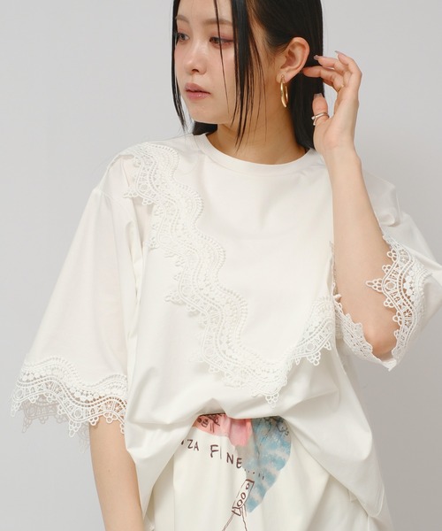 【新品】Eimee Law サイドライン レース ブルゾン ネイビー 甘辛MIX サイドライン テーラードジャケット Eimee Law│Eimee Law & LHELBIE