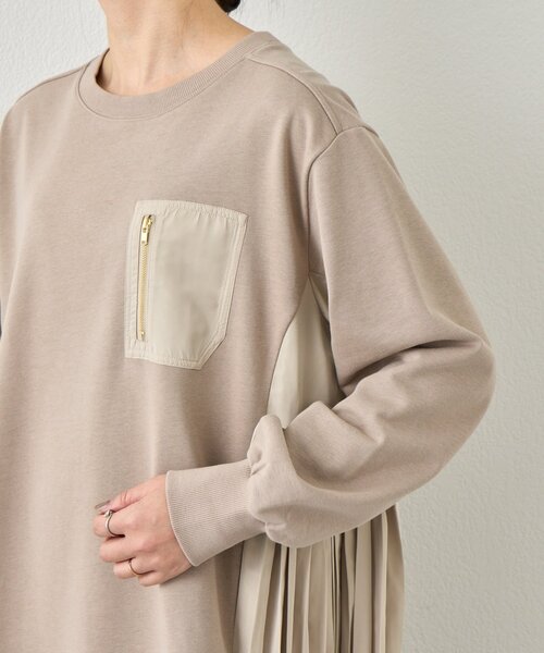 Jena espace merveilleux（ジェナ　エスパスメルヴェイユ）の「サイドプリーツ裏毛ワンピース（ワンピース・レディース・チャコールグレー/ベージュ・FREE）」の20枚目の写真