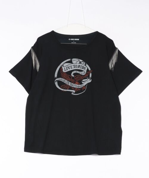 Harley-Davidson(ハーレーダビッドソン)の「ヴィンテージ・フリンジ・Live to Ride Tシャツ(Tシャツ/カットソー・レディース・ブラック系その他・SMALL/X-SMALL/MEDIUM)」の1枚目の写真